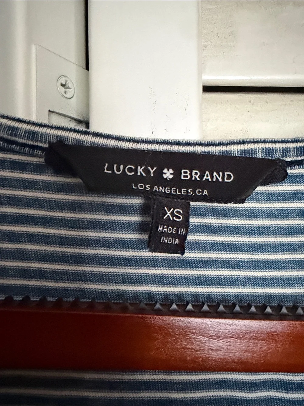 Lucky Brand Faded Blue Striped Sleeveless V-Neck Maxi Dress with Side Buttons - Picture 3 of 8